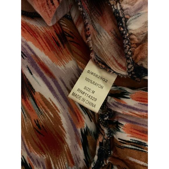 Poetry Women's Dress Tiered Hem High Low Midi Strapless Mixed Print Size M BOHO - Picture 5 of 5